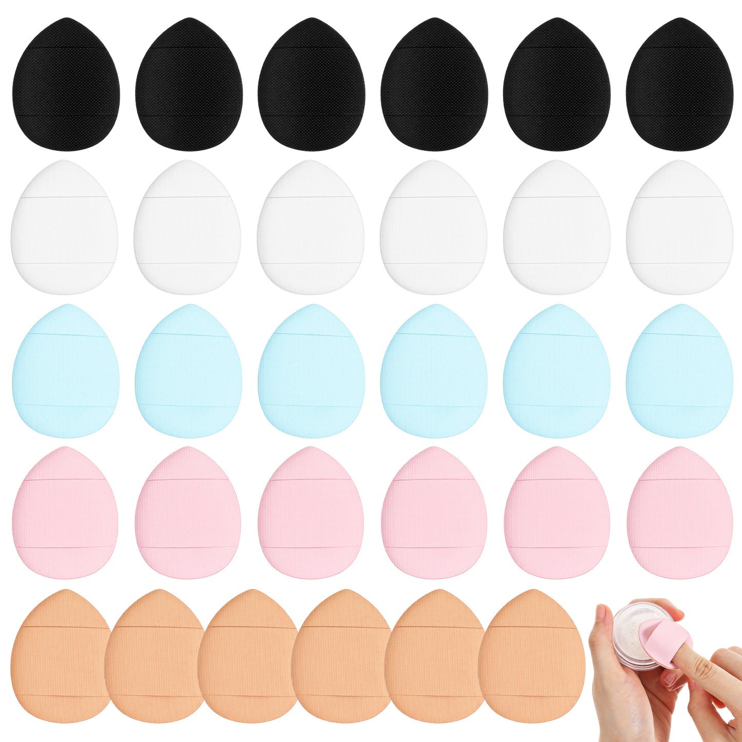 Guduling 30pcs Mini Powder Puff, Small Powder Puff, Soft Finger Sponge Makeup, Finger Puffs for Foundation, Concealer, Latex-Free Use (Dry/Wet) for Women and Girls