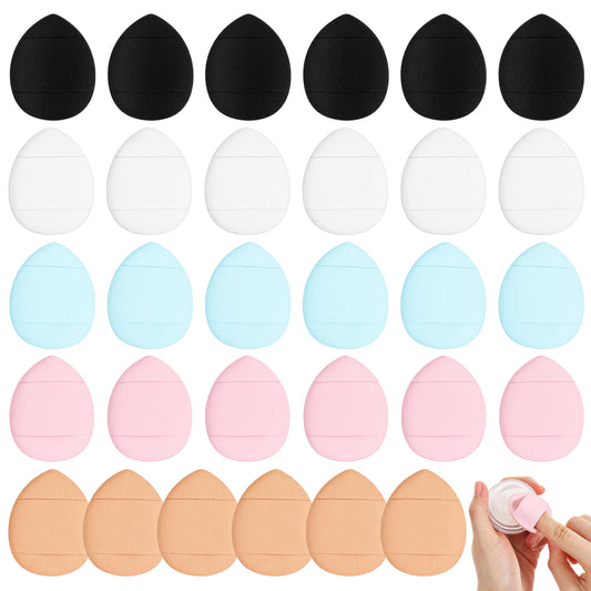 Guduling 30pcs Mini Powder Puff, Small Powder Puff, Soft Finger Sponge Makeup, Finger Puffs for Foundation, Concealer, Latex-Free Use (Dry/Wet) for Women and Girls