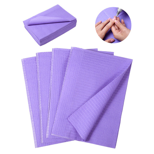Guduling 20 Pcs Adult Disposable Bibs,Adult Bibs Disposable Sheets Cloths, Waterproof Disposables Bib for Adults Clinic Tattoot Station(Purple)