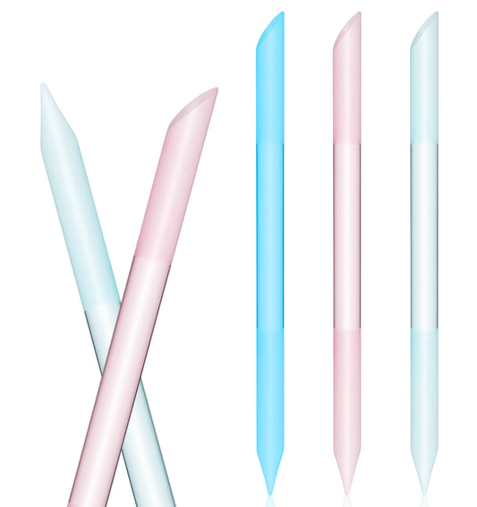Set of 3 Glass Cuticle Pushers, Double-Sided Manicure Sticks, Angled Tip Cuticle Remover Nail Care Tool for Home & Salon Use