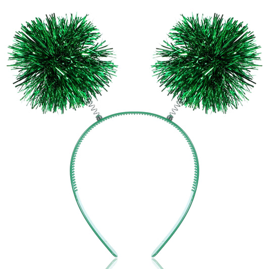 Classicseali Pom Pom Headband,Green Headband with Fluffy Balls, Pompom Headbands, for Fancy Dress Cosplay Hair Jewelry Accessories for Women Girls Party Birthday