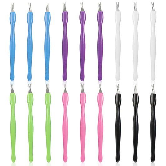 Elegaperma18 Pcs Cuticle Fork, 6 Colors Plastic Double Sided Cuticle Trimmer,Stainless Steel Cuticles Cutter and Trimmer for Fingernails Toenails, Manicure Dead Skin Scraper