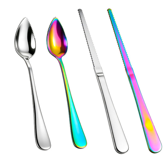 Elegaperma 6Pcs Grapefruit Knife, Grapefruit Spoon Stainless Steel, Kiwi Knife Serrated Edge Design for Fruit Preparation and Kitchen
