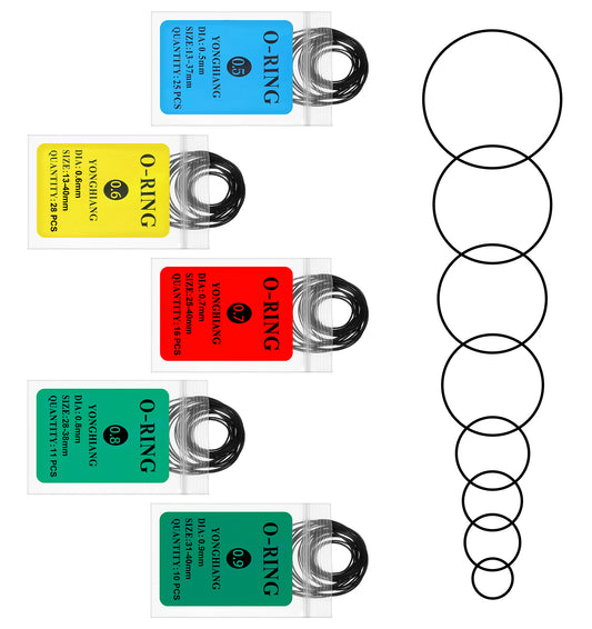 90 Pcs Watch Gasket O-Rings, Rubber Sealing Ring Kit for Watch Case Gaskets