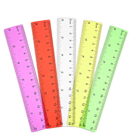 5 Pack Small Ruler 15cm, 15 cm Ruler Plastic with Inches Centimeters