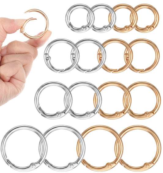 16 Pcs Spring O Rings, Metal Spring Snap Clip Hooks for Bag Purse