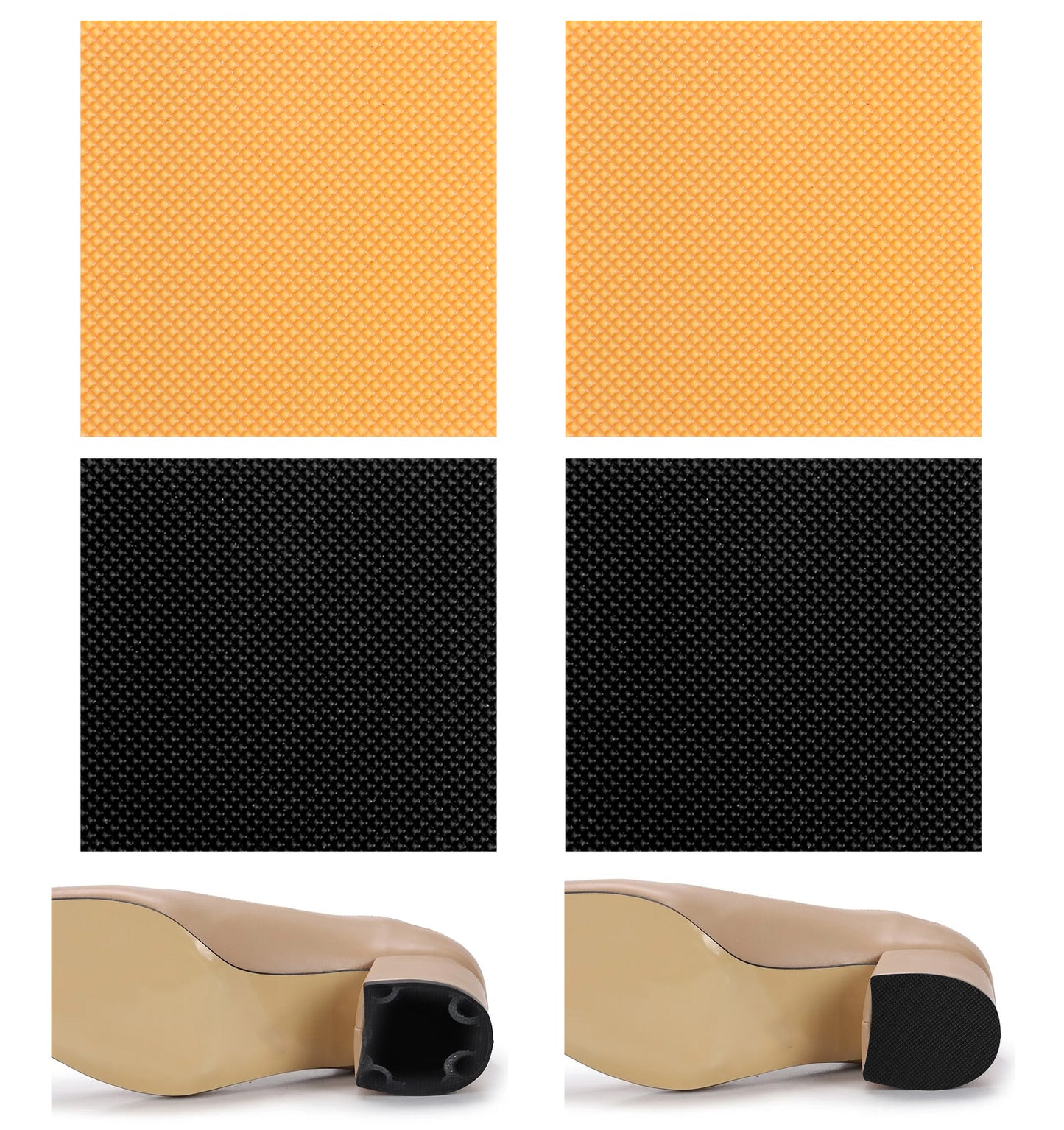 ValueBargain 4Pcs Shoe Heel Repair, Boot Heel Caps for Shoes and Boots, 2.36 Inch Square Non-Slip Rubber Heel Pads (Black, Yellow)