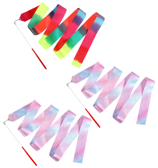 ValueBargain 3 Pcs Gymnastics Ribbon, 78.7 Inch Dance Ribbons for Children for Twirling & Rhythmic Dancing, Kids Outdoor Play Equipment, Colorful Streamers for Kids