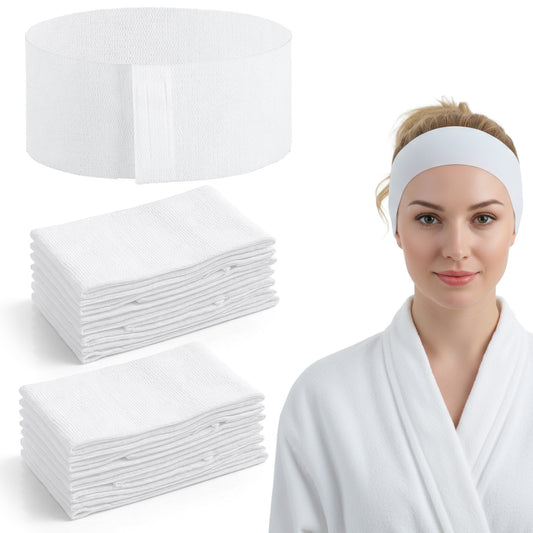 Guduling 50-Pack Disposable Headbands for Facials,Soft Non-Woven Elastic Disposable Headbands, Facial Headband for Professional Salon or Home Skincare Use
