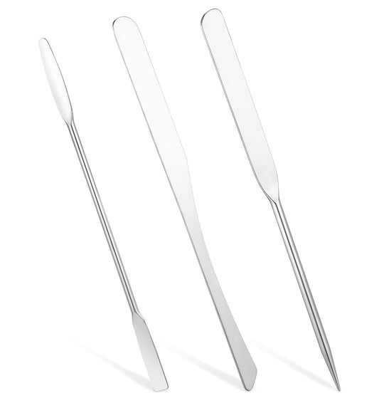 3Pcs Makeup Spatula, Double-Edged Cosmetic Spatula Tool, Assorted Styles Cosmetic Mixing Spatula for Foundation & Face Cream Even Application