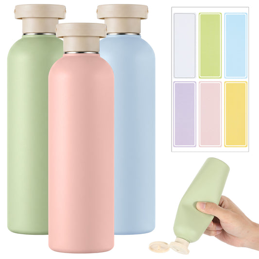 guduling 3Pcs Travel Bottle,260ml Plastic Travel Bottles with 16pcs Tag