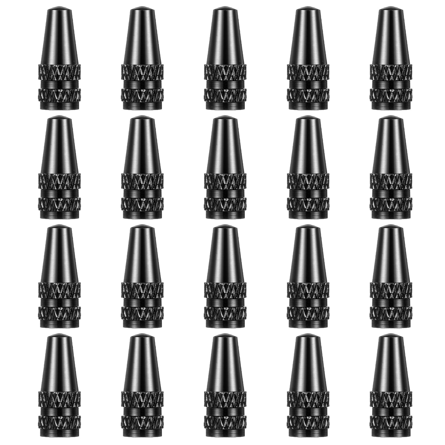 Oruola 20pcs Presta Valve Caps,Aluminum Bicycle Valve Stem Caps, Corrosion Resistant, French Valves Alloy Bike Tire Caps,Bike Valve Caps for MTB Road Racing Bicycle,Black