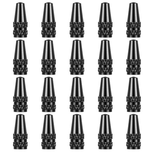 Oruola 20pcs Presta Valve Caps,Aluminum Bicycle Valve Stem Caps, Corrosion Resistant, French Valves Alloy Bike Tire Caps,Bike Valve Caps for MTB Road Racing Bicycle,Black