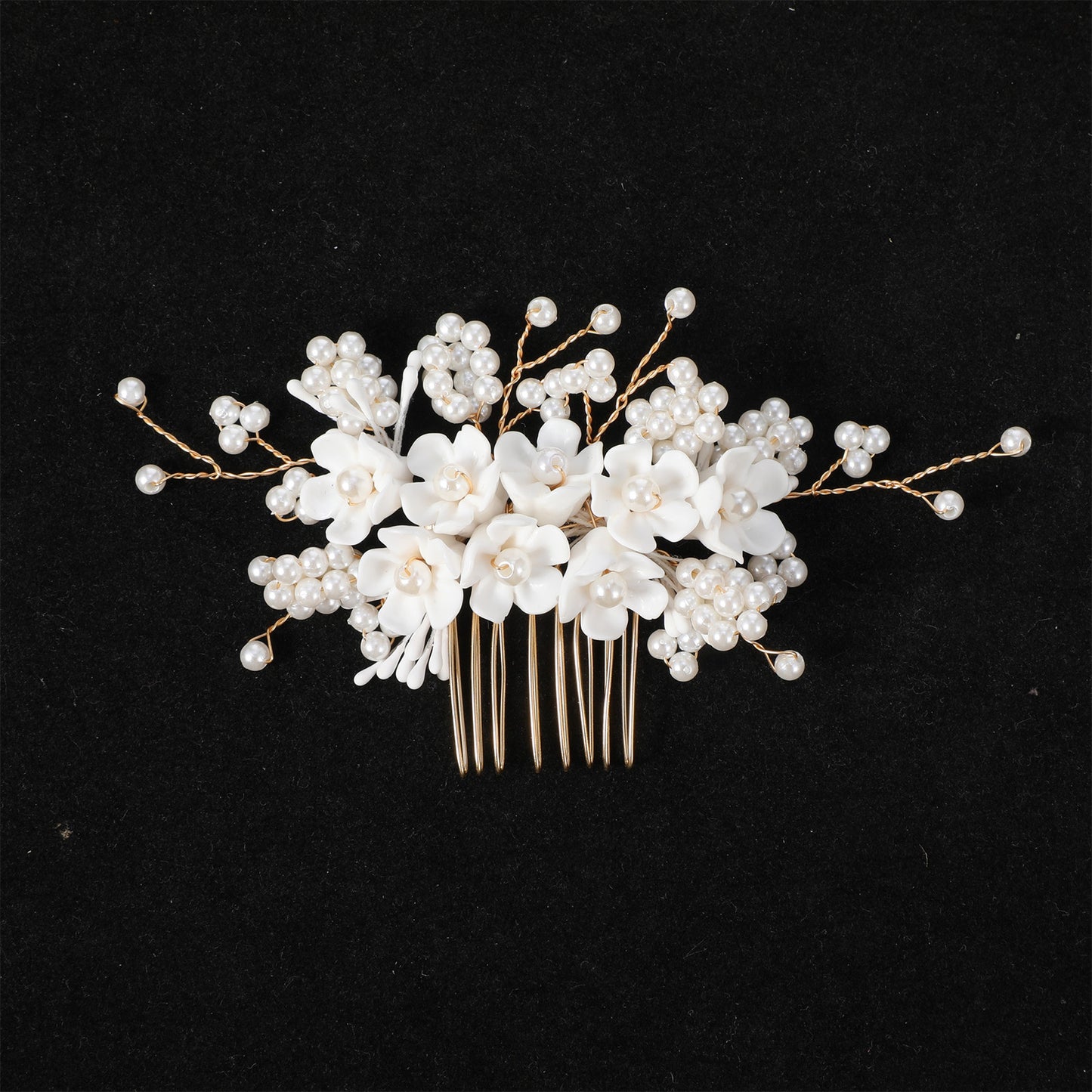 Elegaperma Wedding Hair Comb, White Flower Bridal Hair Comb for Girls