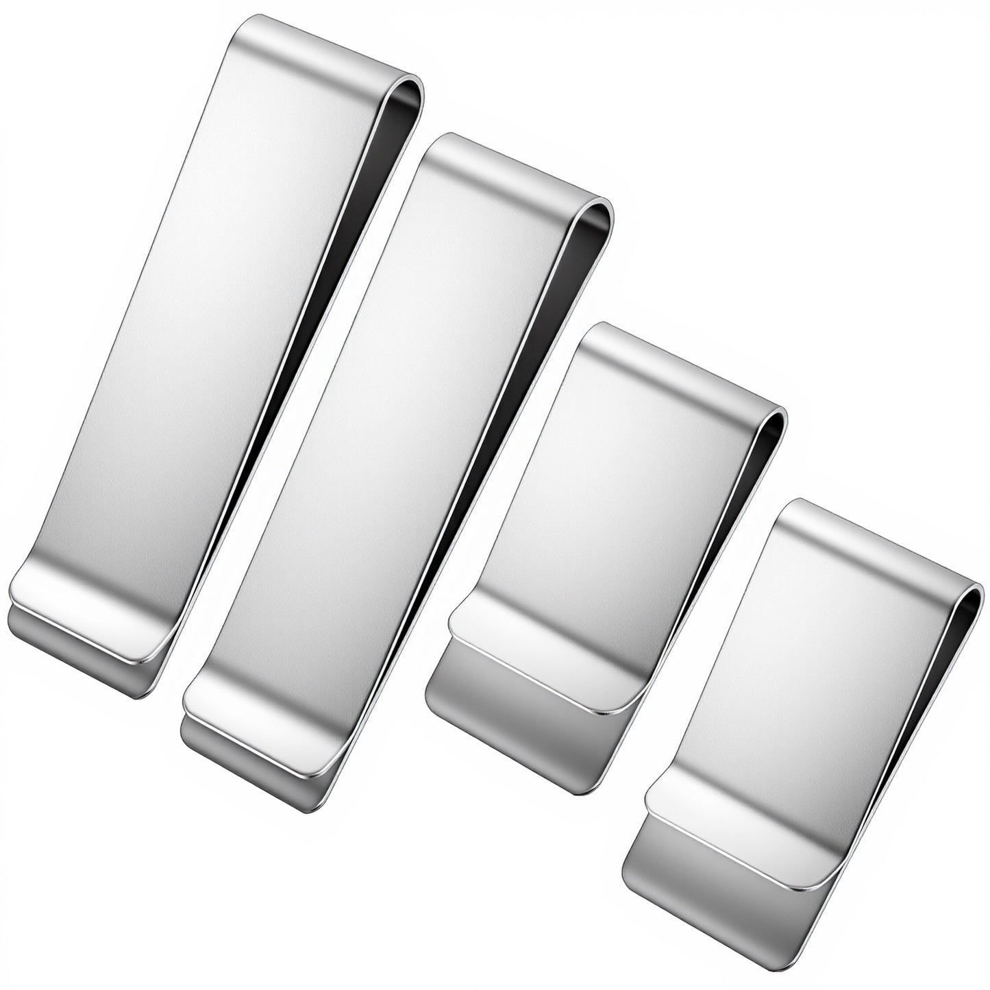 guduling 4pcs Money Clips, Stainless Steel Money Clips for Men UK, Silver Slim Money Clip Receipt Note Clip Credit Card Wallet Bill Holders for Men and Women