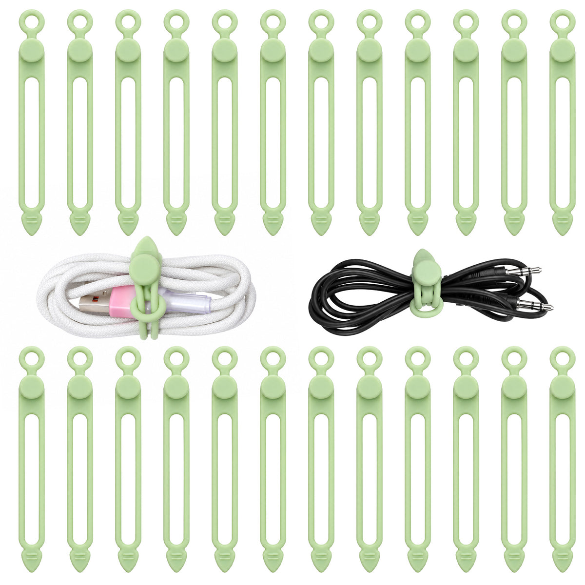 Elegaperma 24 Pcs Reusable Elastic Silicone Cable Ties for Cable Management
