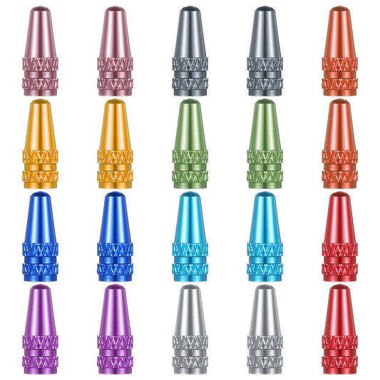 Oruola 20pcs Presta Valve Caps,Aluminum Bicycle Valve Stem Caps,Corrosion Resistant,French Valves Alloy Bike Tire Caps,Bike Valve Caps for MTB Road Racing Bicycle,10 Colors