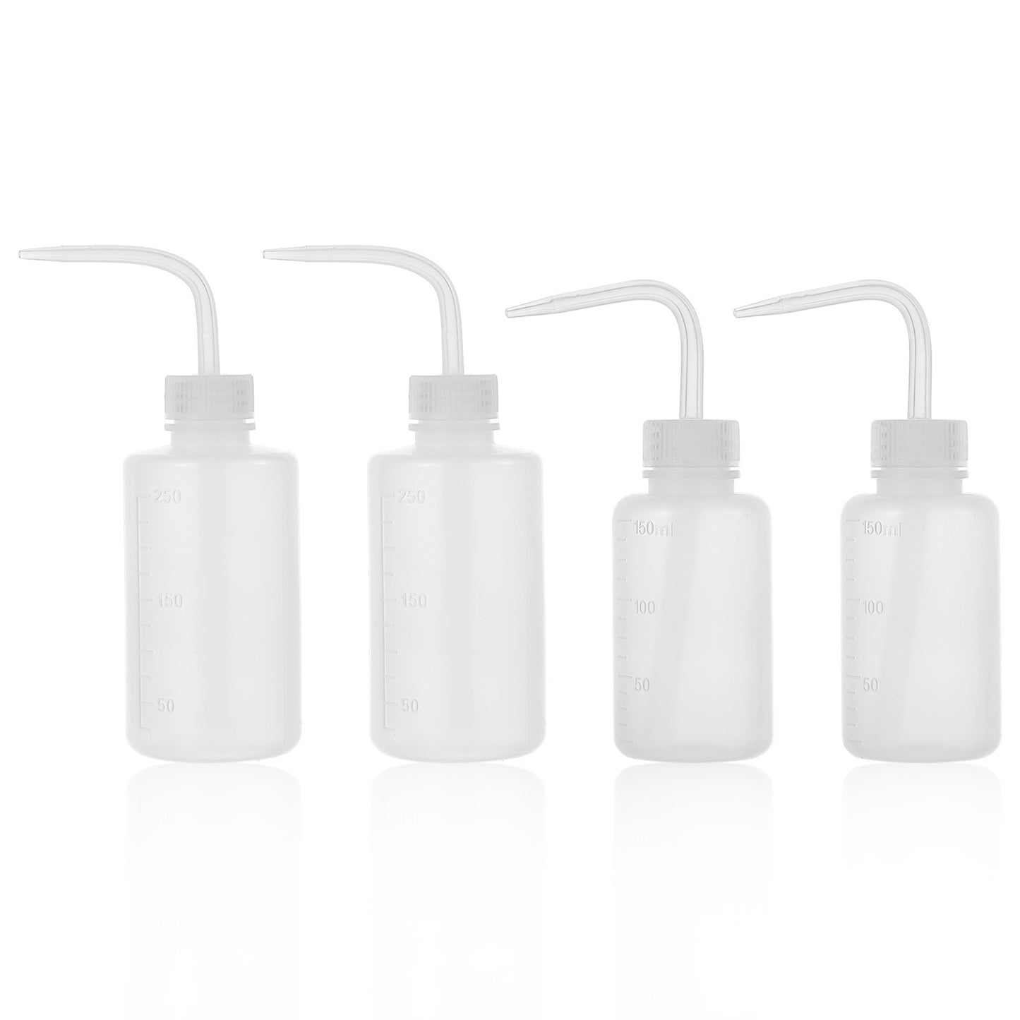 Classicseali 4pcs Squeeze Bottles, Squeeze Bottle with Nozzle, Squirty Bottles with Curved Mouth, for Plant Care, Vinaigrette, Detergent and Tattoo Supplies, 150ml & 250ml