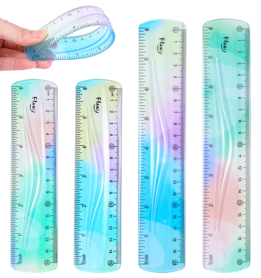 4 Pack Flexible Ruler, Bendable Rulers for Students with Dual-Sided Scale