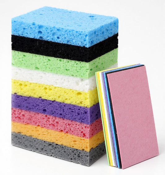 9 Pack Kitchen Sponges, Natural Cellulose Sponges for Dish Washing, Non Scratch Cleaning Sponges for Non Stick Cookware, Compressed Household Sponges for Kitchen and Bathroom