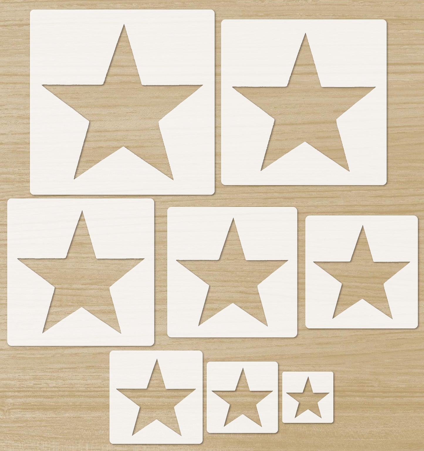 8 Pcs Star Stencil, Large Plastic Reusable Star Wall Stencils for Painting Crafts on Walls Wood Paper Canvas, Art Projects & Home Decoration, Versatile Plastic Stencils