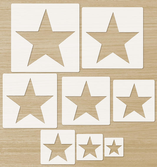 8 Pcs Star Stencil, Large Plastic Reusable Star Wall Stencils for Painting Crafts on Walls Wood Paper Canvas, Art Projects & Home Decoration, Versatile Plastic Stencils