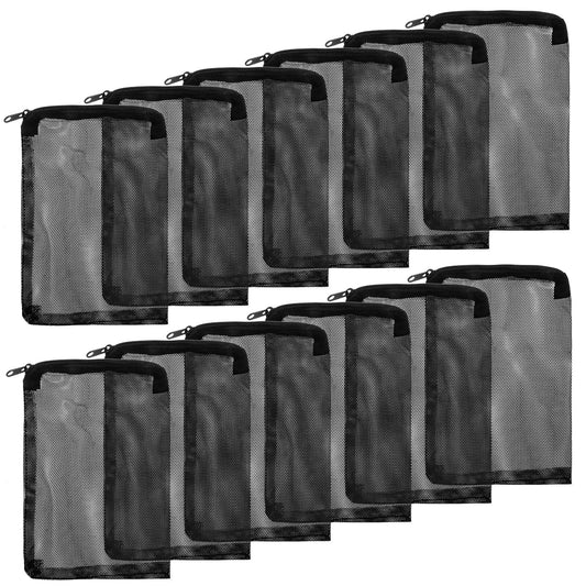 guduling 12-Pack Aquarium Filter Bags,Reusable Filter Bags for Fish Tank,Aquarium Filters Media Bag with Zipper Closure for Bio Balls, Ceramic Rings & Filters Stones, White