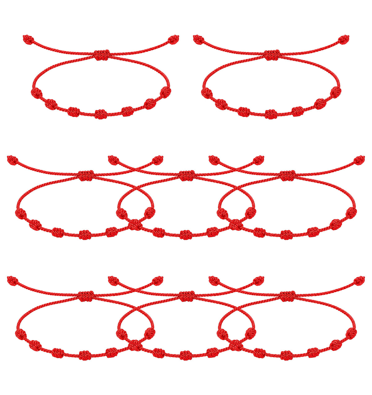 8Pcs Red String Bracelet Protection, Lucky 7 Knots of Red Thread Bracelet