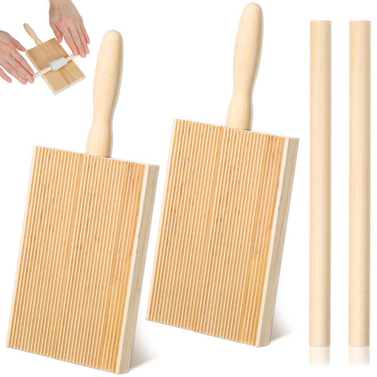 Classicseali 2 Sets Gnocchi Board and Paddle, Wood Gnocchi Maker, Gnocchis Paddle for Homemade Pasta for Pastas Lovers Baking, Easy to Carry and Hold, Used for Making Pasta, Potato Balls, and Butter