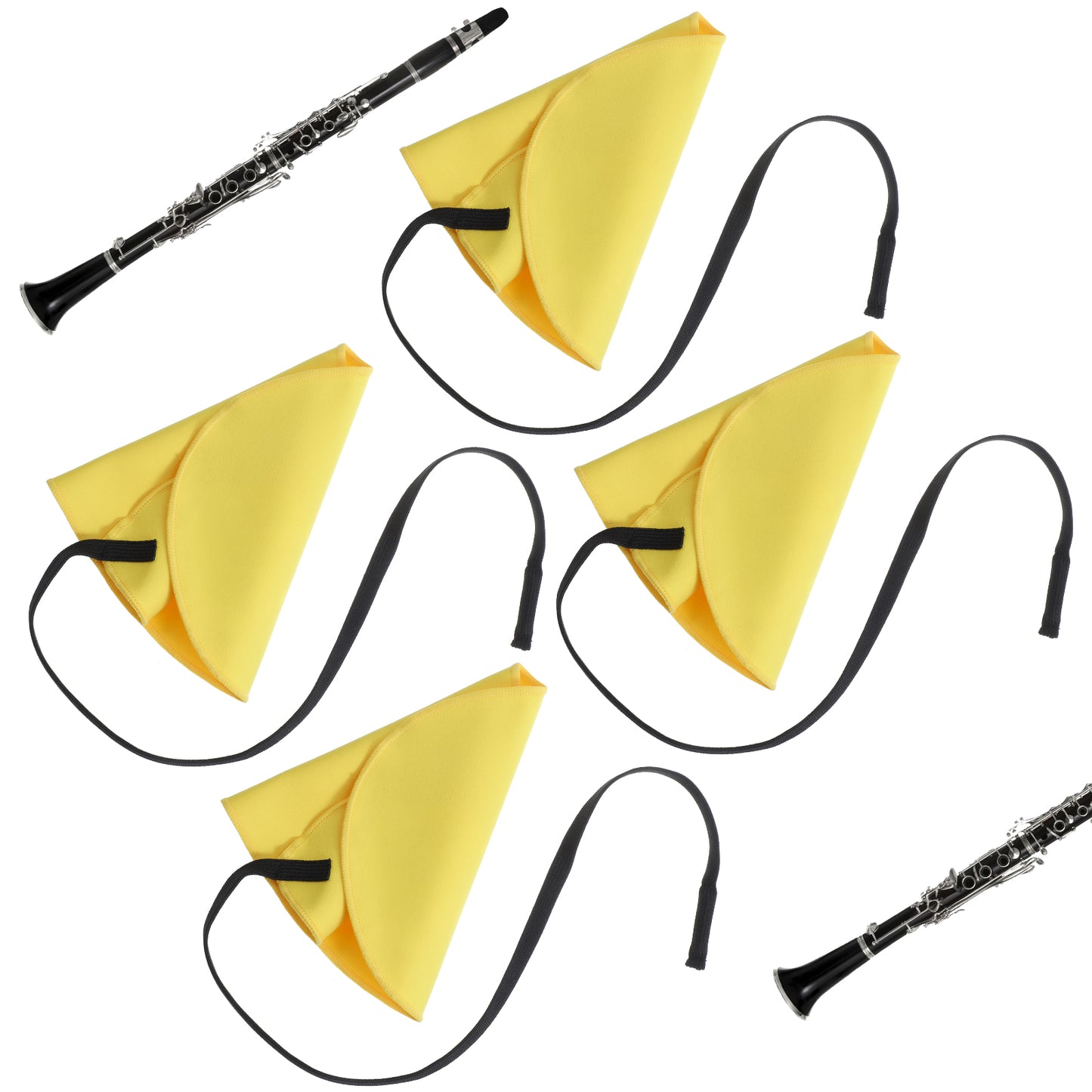Elegaperma 4PCS Flute Cleaning Cloth, Yellow Saxophone Cleaning Kit & Flute Cleaning Kit with Weighted Cord for Clarinet, Saxophone and Woodwinds
