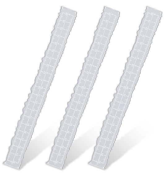 3 Pack Metal Ruler For Cutting, Paper Tearing Ruler Deckled, Irregular Measuring Tool for Card Making, Scrapbooking, Craft, School & Office Supplies