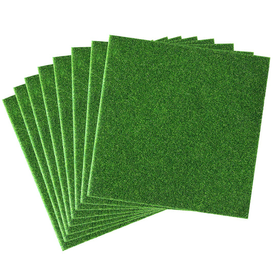 Elegaperma 8Pcs Fake Grass for Crafts, 5.9 In PET Fiber Artificial Turf for Crafts, Square Miniature Decor, Easy to Cut & Shape for Diorama Projects