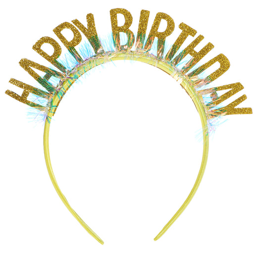 Elegaperma Happy Birthday Headband,Gold Glitter Happy Birthday Hairband for Children,Perfect Birthday's Accessories for Kids,Girls, and Women Celebrations(Gold)