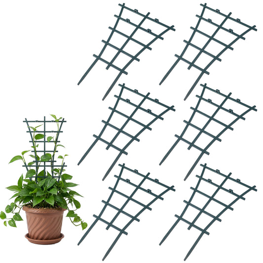 Elegaperma 6 Pcs Plant Trellis for Indoor Climbing Plants, Small Plastic Trellis for Potted Plants with Decorative Design (24.5 x 15 x 1 cm)