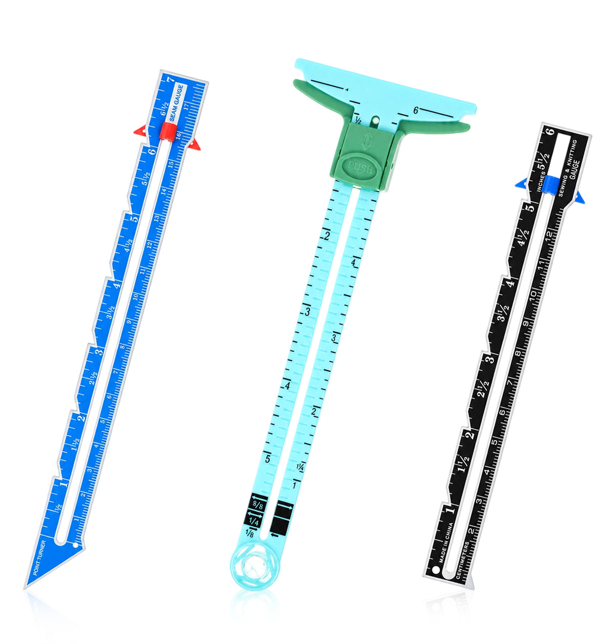 3 Pcs Sewing Gauge Measuring Tool, Sewing Gauge with Sliding Marker