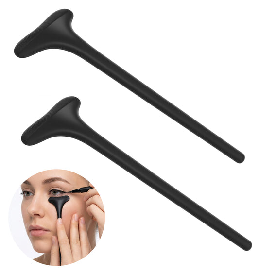 2PCS Mascara Shield, Reusable Silicone Eyeliner Stencil for Precise Application, Makeup Tool (Black, 14 x 4.5 cm)