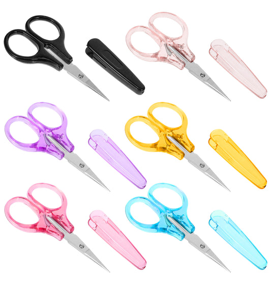 6pcs Small Scissors, Stainless Steel Sewing Travel Scissors with Cover