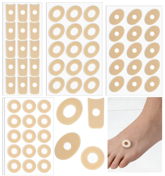 75 Pcs Corn Plasters for Toes, Corn Pads Soft Latex Foam Self-Adhesive, Anti-Friction Corns and Heel Pads for Pain Relief, 4 Models