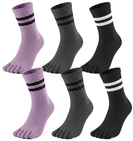 3 Pairs Pilates Grips Socks, 3 Colors Non-Slip Pilates Toe Socks for Women