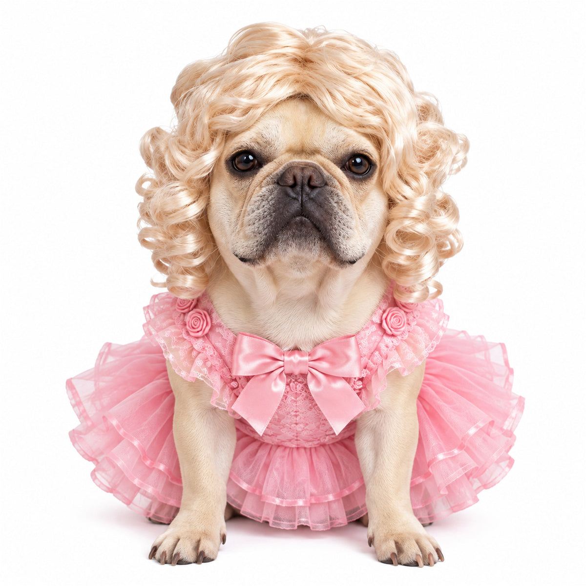 Elegaperma Dog Wigs for Small Dogs,Fun Blonde Curly Hair Halloween Cosplay