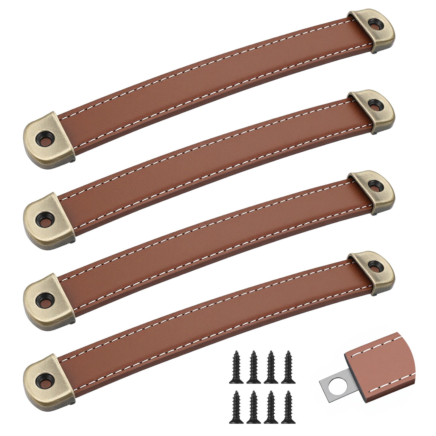Elegaperma 4 Pcs Leather Handles for Luggage, Zinc Alloy & Leather Suitcase Pulls
