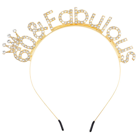 Elegaperma 60th Birthday Sash for Women, Gold Glitter Birthday Accessories for Women with Rhinestones, Elegant Birthdays Crowns for Womens for 60th Birthday's Party Photo Shoot