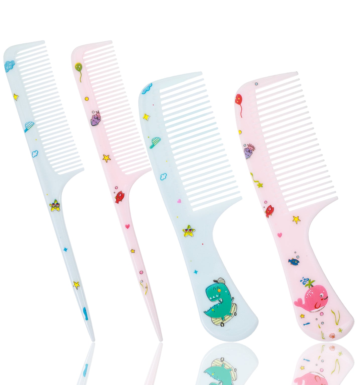 4 Pcs Toddler Comb & Baby Comb Set, Mini Fine Tooth Rat Tail Hair Brush, Cute Portable Hair Grooming Tools for Kids Wet Dry Hair, Daily Home Use & Travel
