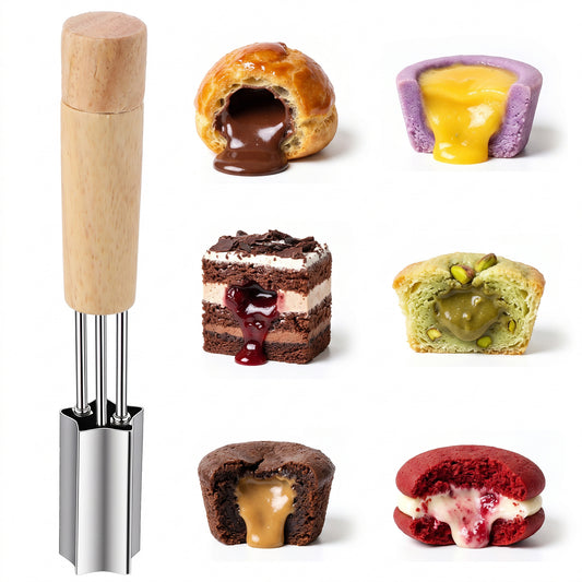 Elegaperma Cupcake Corer Tool, Stainless Steel Cupcake Hole Cutter, Durable Reusable Cupcakes Corer and Filler Tool with Star Design for Cake Cookie Baking Accessories