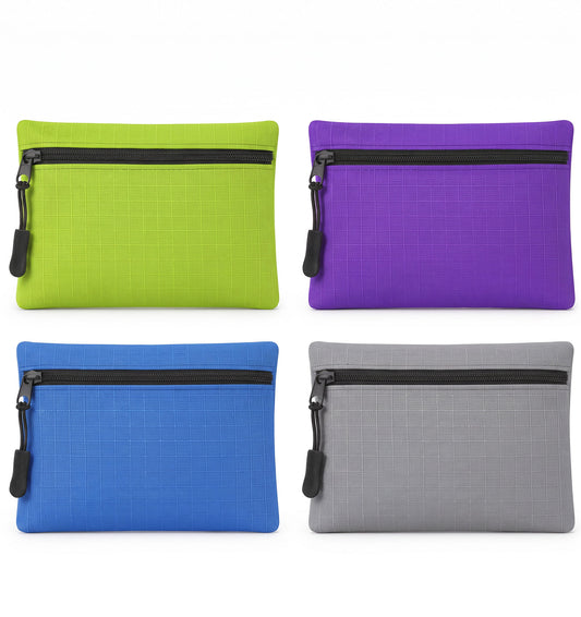 4 Pack Small Pouch with Zip Set, Oxford Mini Coin Pouch, 12 x 9cm