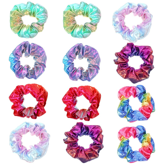 Classicseali 12 Pcs Scrunchies for Girls,Vibrant Colorful Scrunchies,Stretchy Girls Scrunchie for Birthday Party, Gymnastics & Club Gifts