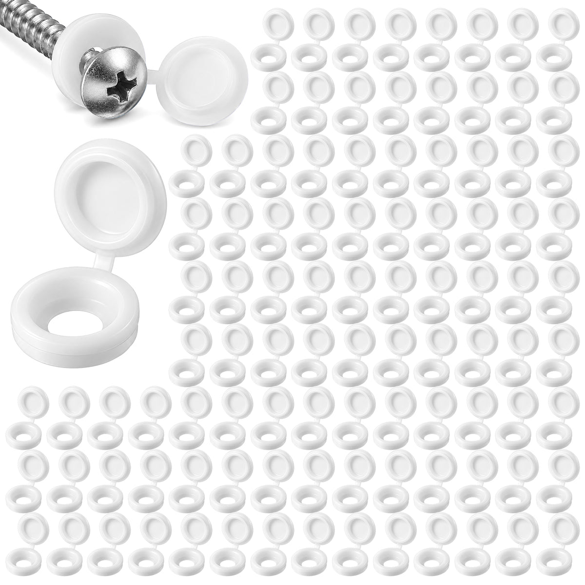Elegaperma 100Pcs White Screw Covers, 5.3mm Hole Plastic Screw Caps