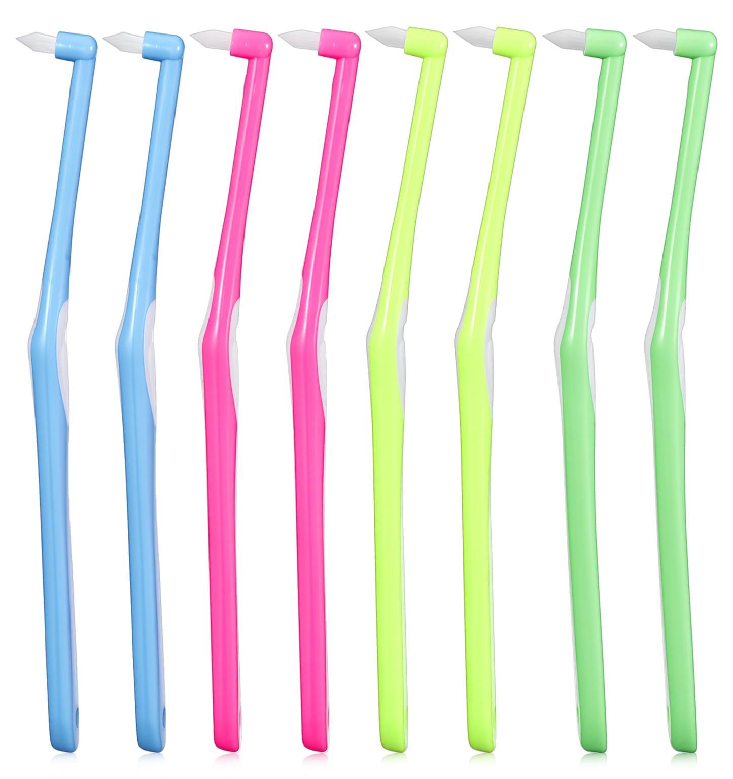 8 Pcs Interdental Toothbrush, Small Toothbrush for Inbetween Teeth with Cover, Soft Angled Bristles for Implants & Orthodontic Cleaning (4 Colors)