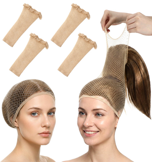 4 Pcs Hair Net for Wigs, Wig Caps for Women Mesh Wig Cap Non Slip for Halloween Rave Party Cosplay