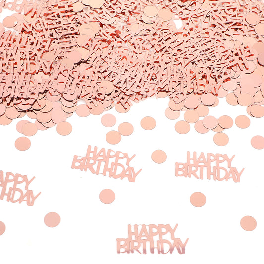 Elegaperma 60g Table Confetti Birthday, Rose Gold Happy Birthday Confetti for Table, Glitter Reusable for Birthday & Bridal Shower Party Decorations (4.5 X 2 In, 1 In Round, 60g)